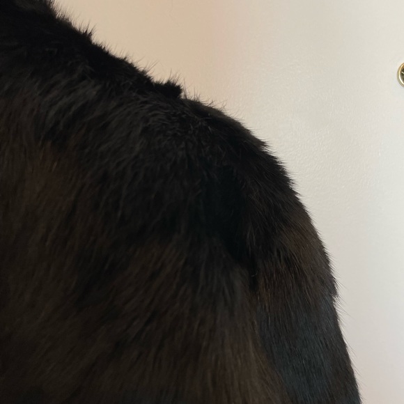 Sandro Size T2 Black Rabbit Hood Fur Coat - Picture 15 of 16